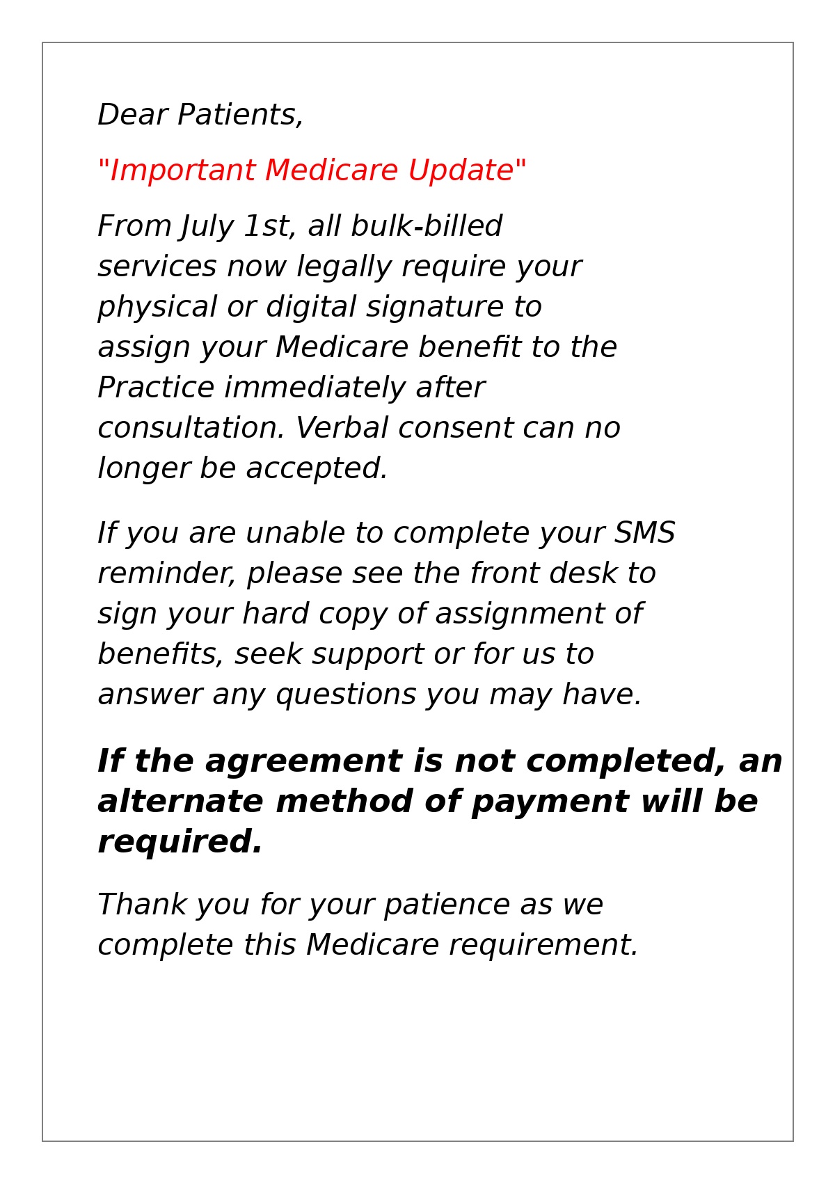 Important Medicare Update